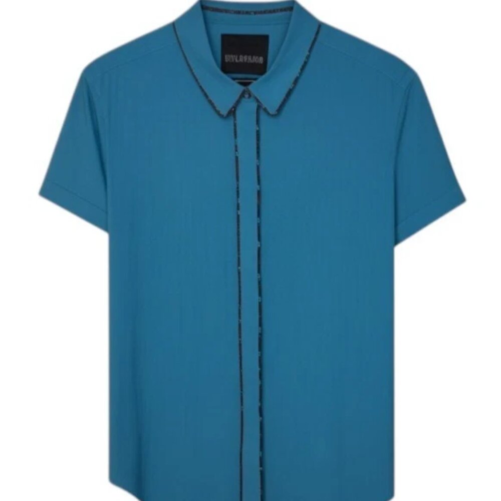 NEW Wildfang Womens The Empower Button Up Shirt Blue Size Medium M NWT